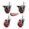 Service Caster 3.5'' Red Poly Wheel Swivel 7/16'' Grip Ring Stem Caster Set 2 Brakes, 4PK GR20S3514-PPUB-RED-PLB-716138-2-S-2 - alternate 3